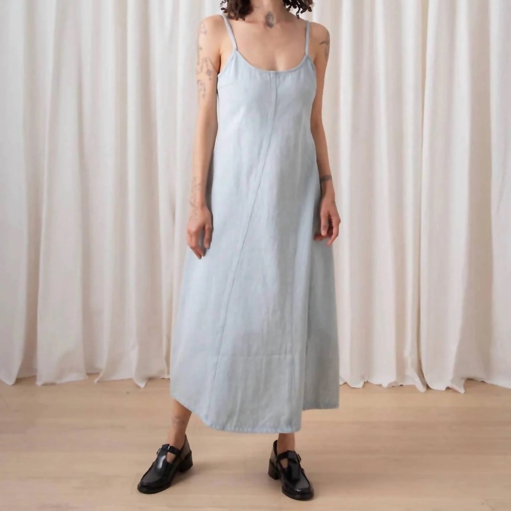 Ali Golden Seamed Tank Dress Light Denim